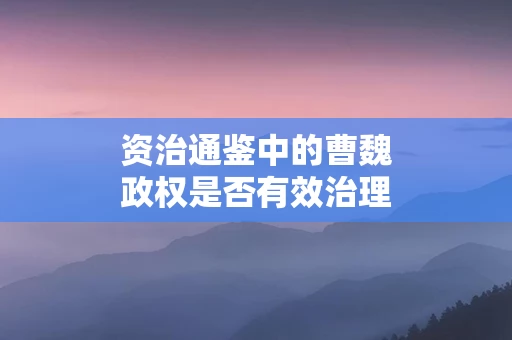 资治通鉴中的曹魏政权是否有效治理