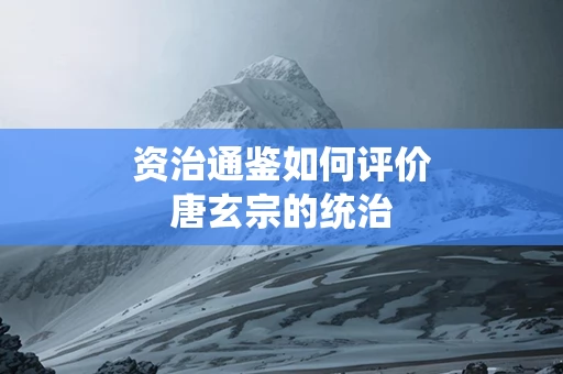资治通鉴如何评价唐玄宗的统治
