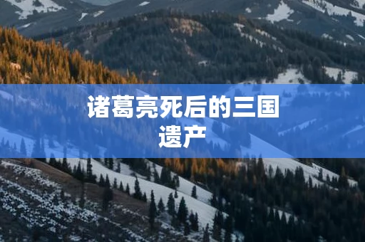 诸葛亮死后的三国遗产