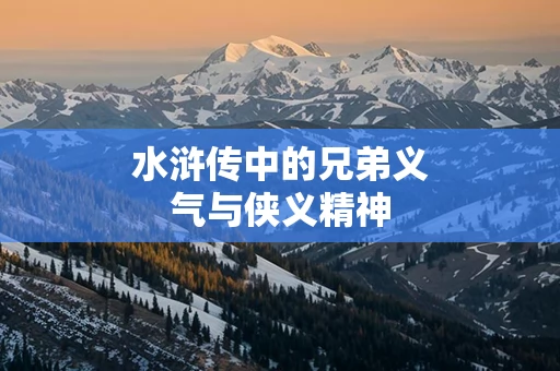 水浒传中的兄弟义气与侠义精神