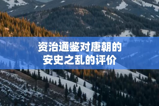 资治通鉴对唐朝的安史之乱的评价