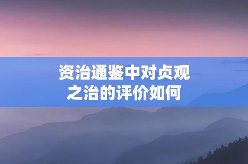 资治通鉴中对贞观之治的评价如何