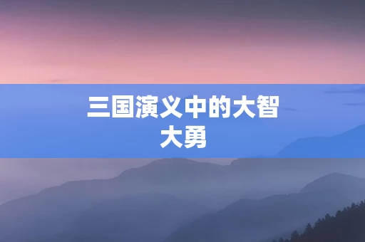 三国演义中的大智大勇