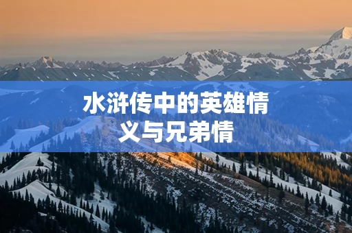 水浒传中的英雄情义与兄弟情