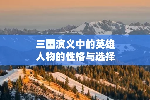 三国演义中的英雄人物的性格与选择