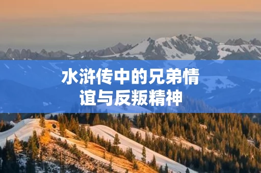 水浒传中的兄弟情谊与反叛精神