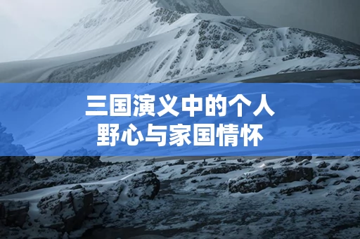 三国演义中的个人野心与家国情怀