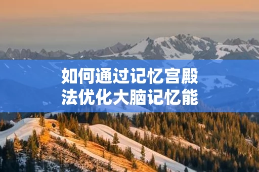 如何通过记忆宫殿法优化大脑记忆能力