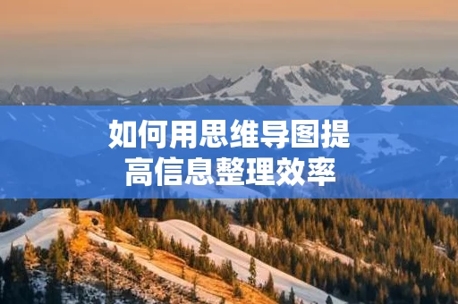 如何用思维导图提高信息整理效率