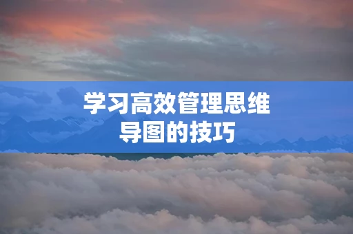 学习高效管理思维导图的技巧