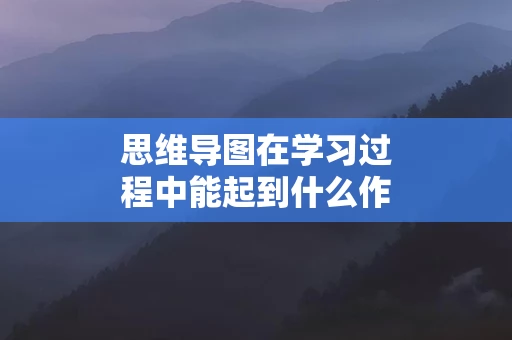思维导图在学习过程中能起到什么作用